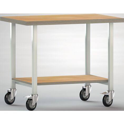 Werkbank B1000xT700xH840mm Buche Multiplex lichtgrau, RAL 7035 Anzahl Ablageböden 1