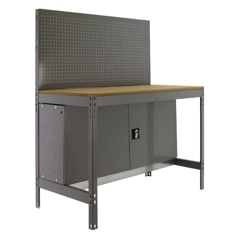 Etabli buffalo avec paroi à outils et armoire HxLxP 84x90x61cm Capacité de charge 400kg Galvanisé