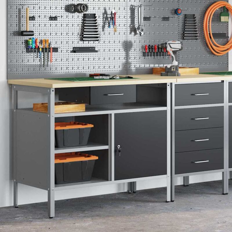 Arbeitsplatz Mit Schubladen Schwarz Und Grau 100 X 55 X 85 Cm Vidaxl