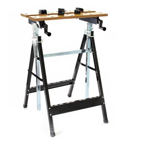 main image of "Werkbank klappbar 62,5x60,5x84,5-115,5cm mit Werkzeugablage, Maß- & Winkelskala"