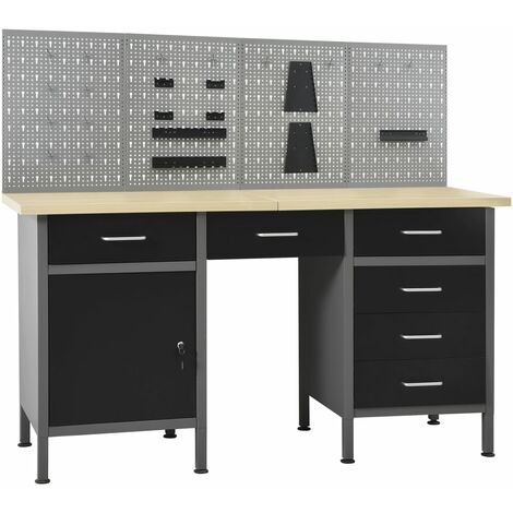 Werkbank mit Schublade Lochwand Werktisch Werkstatt 155x120x60cm 