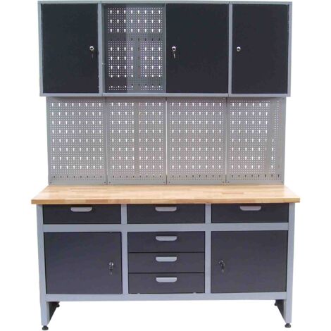 Werkstatt Combi-Set Werkbank 06277 Werkzeugschrank + Werkzeugwand 06278 Lochwand