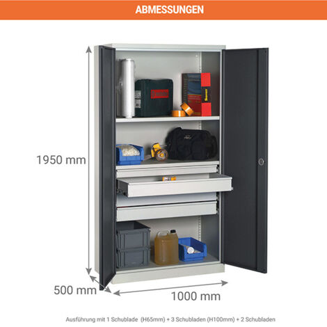 Werkstattschränke - Große Schubladen und Regale - RAL 5015 - W030090017-GCBI