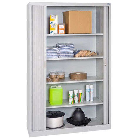 Werkstattschränke mit grauen Vorhängen - 4 Regale - Abm 1200x665x1950mm - W030060002