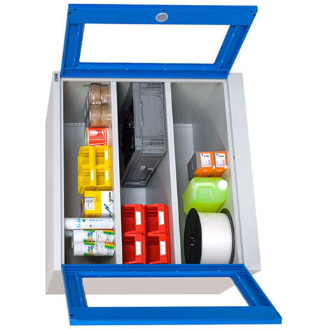 Werkstattschränke mit transparenten Türen - Dim 1000x500x1950mm - Blaue Türen RAL 5015 - W030050002-GCBI