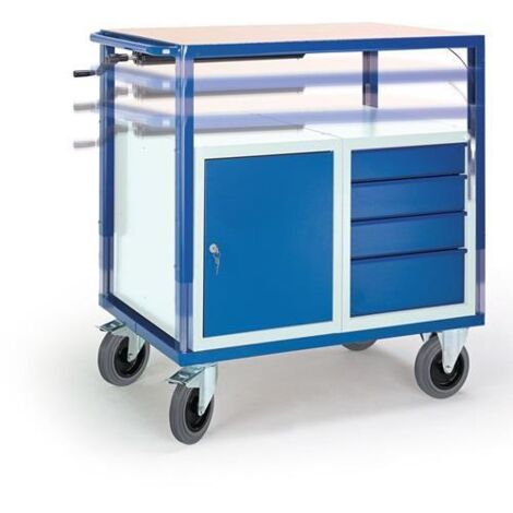 Werkstattwagen H980xB1160xT700mm Flügel/Schub.grau/blau Schubl1x85,1x160,2x100mm