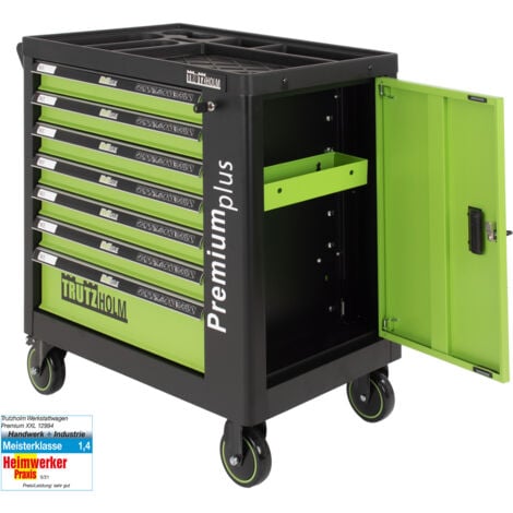 BAUMARKTPLUS Werkstattwagen Premium Plus unbestückt 84 x 74 cm Vollauszug 7 Schubladen Interlock Seitentür Stahl