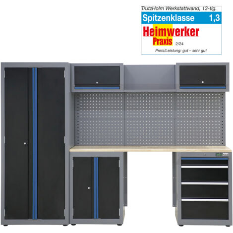 Werkstattwand 13-tlg. Modulares Werkstattschranksystem aus Stahl mit Lochwand Werkstatteinrichtung