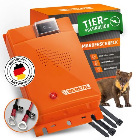 UNBRANDED WERKTAL Marderschreck Auto - Effektive Marderabwehr mit Ultraschall & Blitzlicht [Autobatteriebetrieben]- Automatischer Marderschrecker Auto - Dauerhafte Mader Abwehr für Motorraum - Marderabwehrgerät