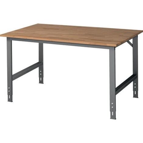 Werktisch Tom B1500xT1000xH760-1080mm Arbeitsplatte Buche Gestell anthrazitg, RAL7016