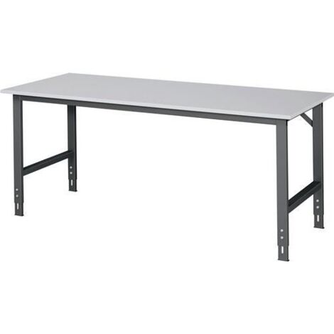 Werktisch Tom B2000xT800xH760-1080mm Arbeitsplatte Melamin Gestell anthrazitgrau
