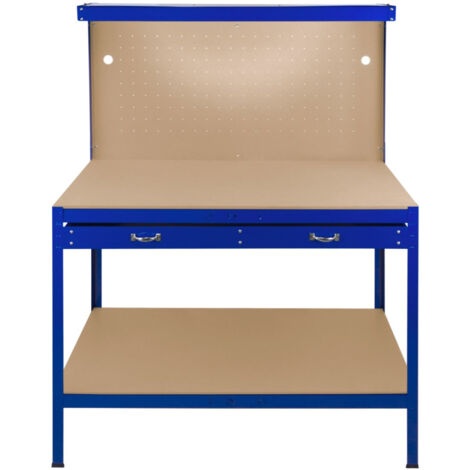 Werktsich Werkbank Arbeitstisch Blau Werkstatt Lochwand Schublade Licht DIY