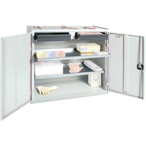 Werkzeug-/Beistellschrank H1000xB1000xT500mm 2Schubl.,2Bd.lichtgrau/lichtgrau