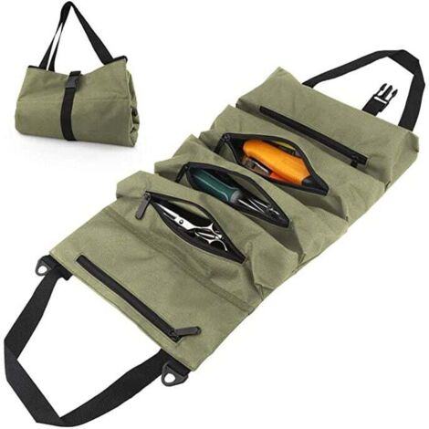 Werkzeug-Organizer-Tasche, Werkzeugtasche aus Oxford-Stoff, Werkzeugkoffer mit 5 Taschen für Elektriker/Schreiner/Klempner/Automobile – Grün