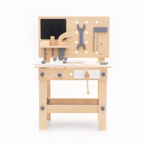 Werkzeugbank Spielzeug Montessori Robincool Workstation 42,5x32,5x66,5 cm aus Öko-Holz Zubehör Inklusive
