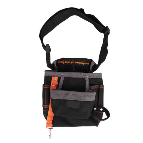Werkzeuggürtel mit 8 Taschen, verstellbare Tragetasche für Elektriker (Schwarz, graue Zierleiste)