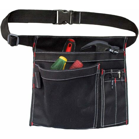 Werkzeuggürteltasche, 12OZ Multifunktionale Canvas Taille Schürze Werkzeug Taschen mit verstellbarem Gürtel Clip-Schwarz