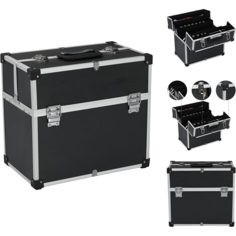 Werkzeugkoffer 38x22,5x34 cm Schwarz Aluminium