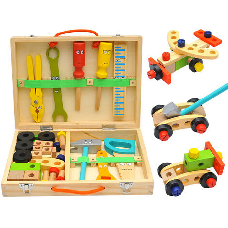 Transportabler Kinder Spielzeug Werkstatt Koffer Tragegriff mit Werkzeug 