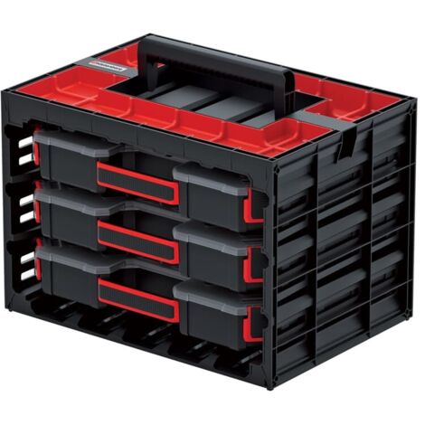 Werkzeugkoffer mit 3 Ordnungsfächern mit Unterteilungen, komfortabler Griff 415 x 290 x 290 mm