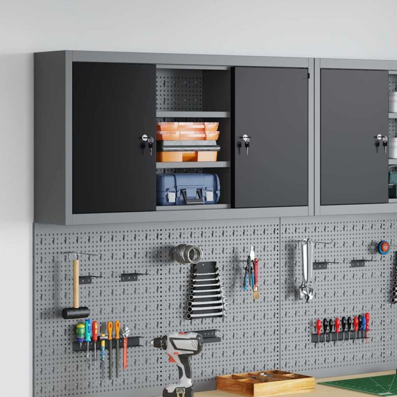Vidaxl - Werkzeugschrank Mit Stecktafel Wandmontage Schwarz 100x20x55 Cm 499682