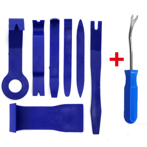 Werkzeugset für Autonavigation und Audioanlage, 8-teiliges Set mit 6-Zoll-Schraubendrehern aus blauem Kunststoff, Werkzeugset zum Entfernen und Reparieren von Türinnenverkleidungen.