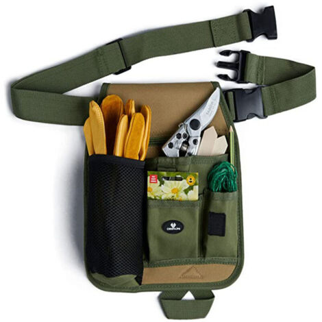 Werkzeugtasche aus Leder mit Gürtel – Fächer, Nageltasche, Messertasche, Hammerhalter und Maßbandhalter