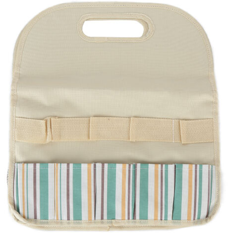 Werkzeugtasche mit großem Fassungsvermögen, tragbar für Garten, Heimwerken und Haushalt, khaki-gestreift