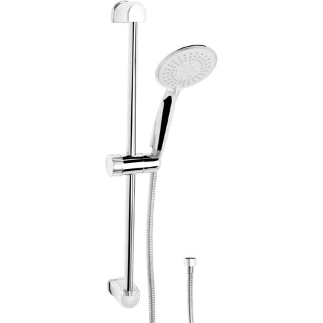 Werkzeyt SA330593 SA330593-Set Carballo, 110 mm, 5 Tipi di Getto: Normale, Morbido e Massaggio, anticalcare e Risparmio d'Acqua, Tubo Doccia da 150 cm, Asta da Parete da 60 cm, Cromato