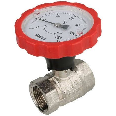 WESA ISO-Therm robinet à bille rouge 2"FF poignée thermomètre