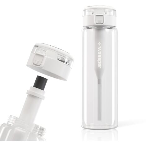 Wessper Borraccia in vetro da 680 ml con filtro per acqua, senza BPA, a prova di perdite, con filtro al carbone attivo, bottiglia d'acqua con tappo a vite, per palestra, fitness, scuola, ufficio,