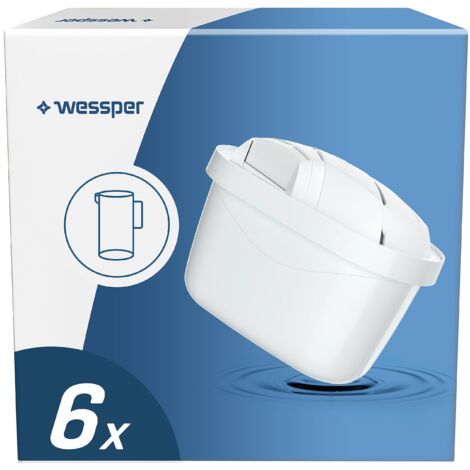 Wessper Filtro Acqua per Caraffa Filtrante, Compatibili con le Brita Maxtra +, Cartuccia Filtrante con Carbone Attivo e Resina a Scambio Ionico, Cartucce Filtri - 6 Pezzi