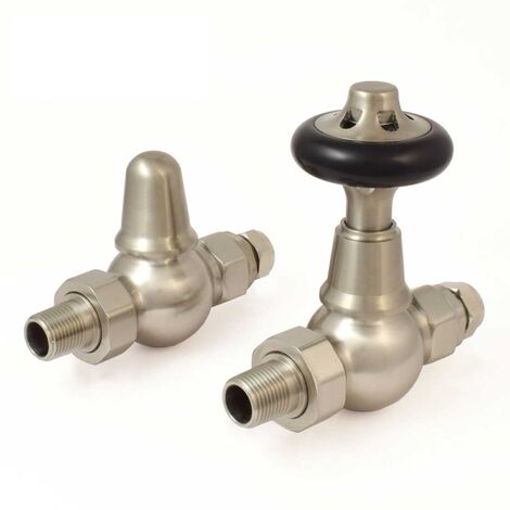 West Admiral Straight Thermostatic Radiator Valve and Lockshield - Satin Nickel