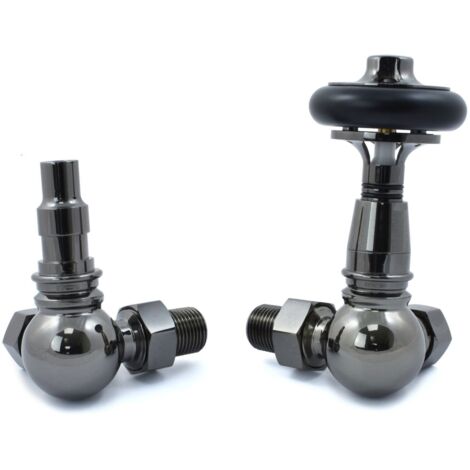 West Amberley Corner Thermostatic Radiator Valve and Lockshield - Black Nickel
