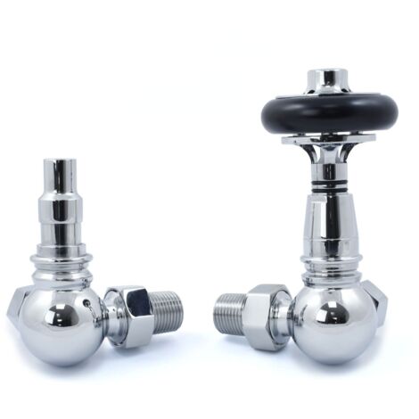 West Amberley Corner Thermostatic Radiator Valve and Lockshield - Chrome
