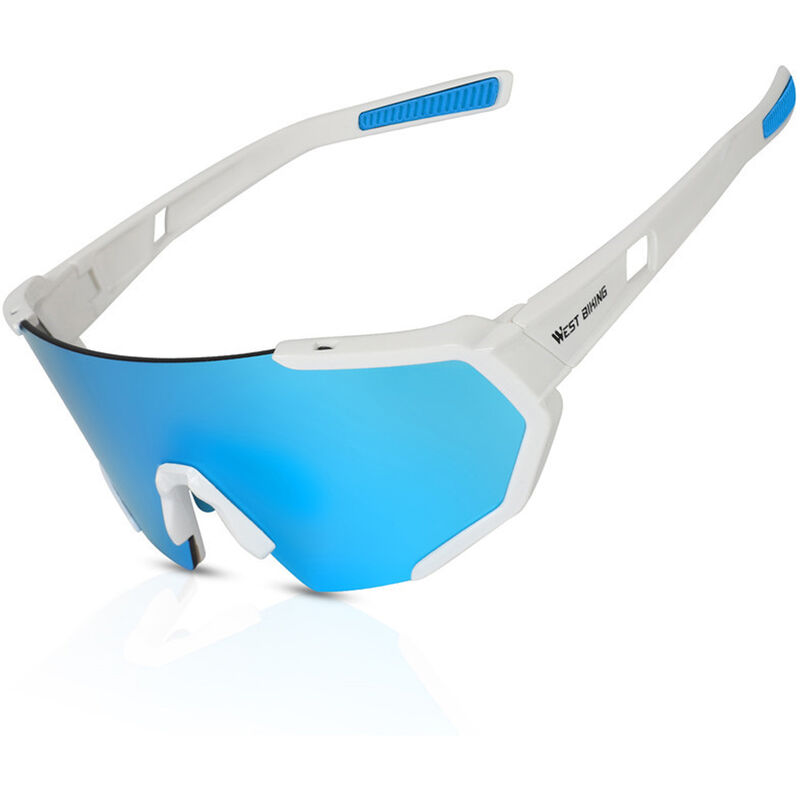 WEST BIKING Farbwechsel Fahrradbrille Winddichte Sonnenbrille Ausrustung Outdoor Reitsonnenbrille Polarisierte Brille fur Myopie, Modell: Weiß