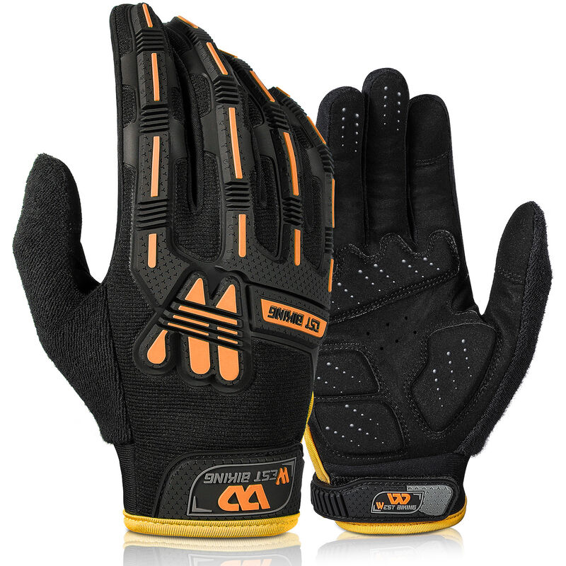 

guantes de montar motocicleta bicicleta dedo largo tactico antideslizante guantes anticaída equipo al aire libre tamano M negro naranja - West Biking