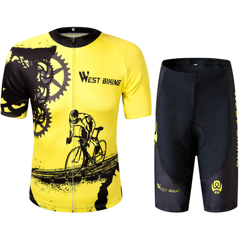 

Verano Hombres Ciclismo Ropa Mountian MTB Bicicleta Pantalones cortos Traje Equipo,Amarillo, 2XL - West Biking