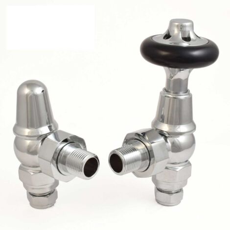 West Commodore Traditional Angled Manual Radiator Valve and Lockshield - Chrome