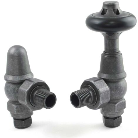 West Commodore Traditional Angled Manual Radiator Valve and Lockshield - Pewter