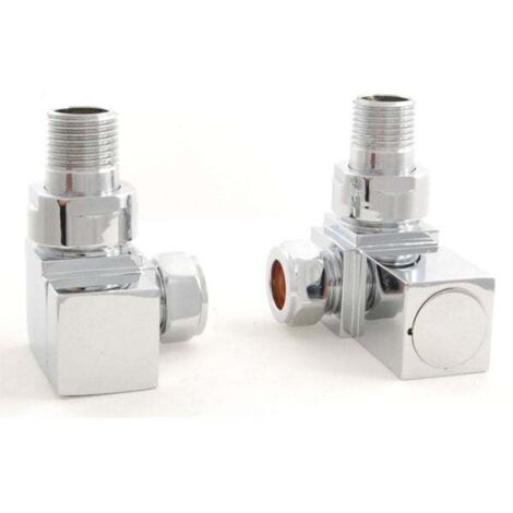 West Cubex Square Corner Radiator Valves Pair Chrome