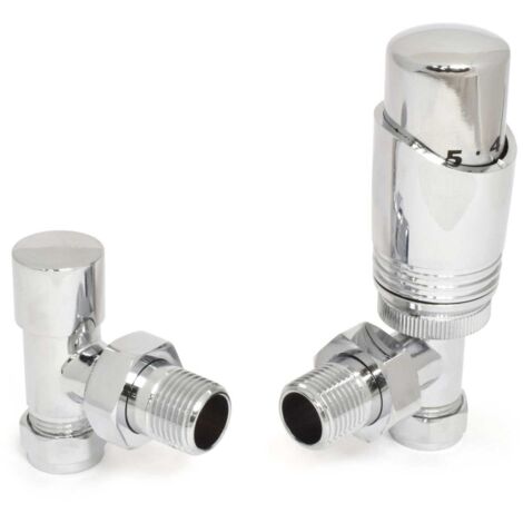 West Delta Angled TRV Thermostatic Radiator Valve and Lockshield - Chrome