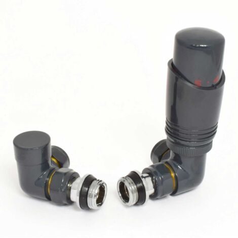 West Delta Corner TRV Thermostatic Radiator Valve and Lockshield - Anthracite
