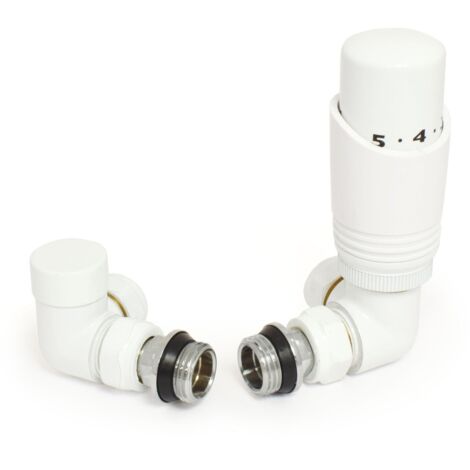 West Delta Corner TRV Thermostatic Radiator Valve and Lockshield - White