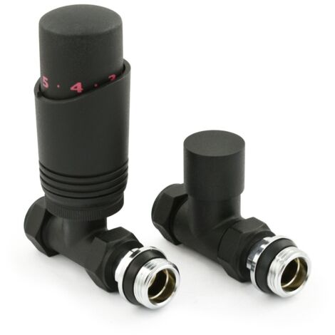 West Delta Straight TRV Thermostatic Radiator Valve and Lockshield - Textured Black