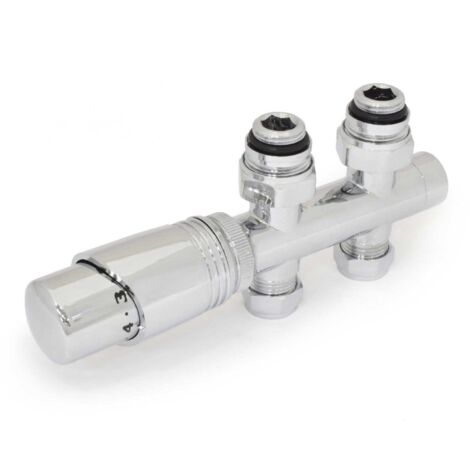 West Delta Twin Straight TRV Thermostatic Radiator Valve - Chrome