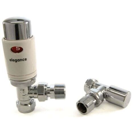 West Elegance TRV Thermostatic Radiator Valve and Lockshield Angled White