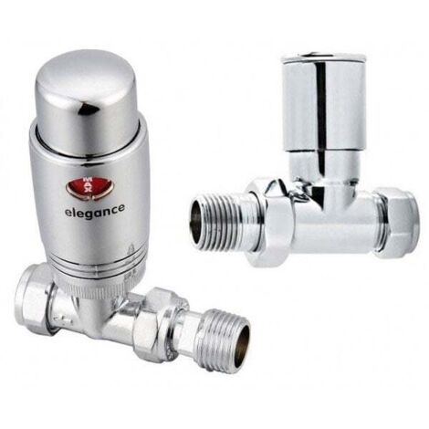 West Elegance TRV Thermostatic Radiator Valve and Lockshield Straight Chrome