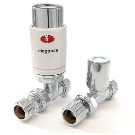 West Elegance TRV Thermostatic Radiator Valve and Lockshield Straight White