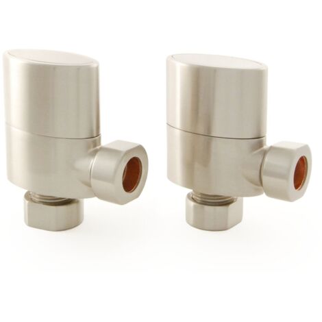 West Ellipse Oval Radiator Valves Pair Satin Nickel